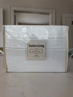 Southern Living White Queen Bedskirt with Hemstitch Detail
